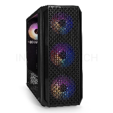 Корпус Miditower Exegate EX294391RUS Mistery X4 (ATX, без БП, 2*USB+1*USB3.0, HD аудио, черный, 4 вент. 12см с RGB подсветкой, пылевые фильтры, боковая панель - закаленное стекло)