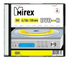 Диск DVD-R Mirex 4.7 Gb, 16x, Slim Case (5), (5/200)