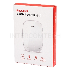 Весы кухонные электронные, белые/овальные/стекло/до 5 кг REXANT
