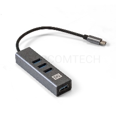 USB-Хаб (концентратор) ExeGate DUB-4TC (кабель-адаптер USB Type C --> 4xUSB3.0, Plug&Play, серебристый)