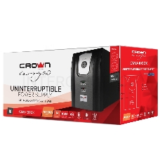 Источник бесперебойного питания Crown CMU-1000X (1000VA/600w; Off-Line; 2 х Euro с резервным питанием и фильтрацией; 12V7AH х 2; Металл)