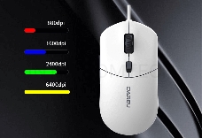 Мышь проводная Dareu LM121 White (белый), DPI 800/1600/2400/6400, подсветка RGB, размер 116x35x60мм, 1,8м