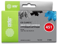 Картридж струйный Cactus CS-CLI451C голубой для Canon MG 6340/5440/IP7240 (9,8ml)