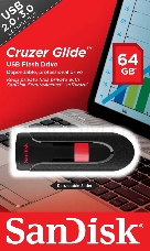 Флеш Диск Sandisk 64Gb Cruzer Glide SDCZ60-064G-B35 USB2.0 черный/красный