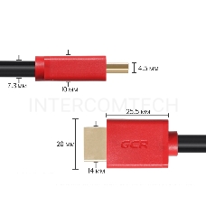 Кабель Greenconnect 0.3m HDMI версия 2.0, HDR 4:2:2, Ultra HD, 4K 60 fps 60Hz/5K*30Hz, 3D, AUDIO, 18.0 Гбит/с, 28/28 AWG, OD7.3mm, тройной экран, черный, красные коннекторы, GCR-HM451-0.3m Greenconnect Кабель 0.3m HDMI версия 2.0, HDR 4:2:2, Ultra HD, 4K