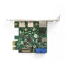 Контроллер ExeGate EX290278RUS EXE-362 PCI-E 2.0, 2*USB3.0 ext + 1*USB3.0 int + LAN UTP 1000Mbps, разъем доп.питания (OEM)