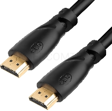 Кабель Greenconnect 15.0m HDMI версия 2.0, HDR Ultra HD 4K60 Hz/ 5K30Hz, 3D, Ethernet 18.0 Гбит/с, OD8.0mm, 28/26 AWG, черный, GCR-HM312-15.0m