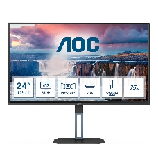 МОНИТОР 23.8 AOC 24V5C Black с поворотом экрана (IPS, 1920x1080, 75Hz, 1 ms, 178°/178°, 300 cd/m, 20M:1, +HDMI, +DP)