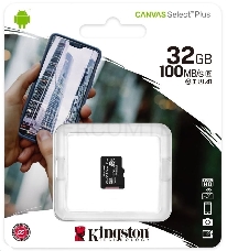 Флеш карта microSDHC 32GB microSDXC Class10 Kingston <SDCS2/32GBSP> Class10 UHS-I Canvas Select up to 100MB/s