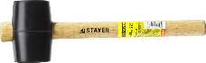 Чёрная резиновая киянка STAYER 20505-40 225г с деревянной рукояткой