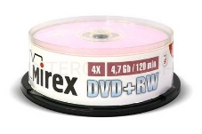 Диск DVD+RW Mirex 4.7 Gb, 4x, Cake Box (10), (10/300)