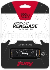 Накопитель SSD Kingston 500Gb M.2 Fury Renegade <SFYRS/500G> (PCI-E 4.0 x4, up to 7300/3900Mbs, 900000 IOPS, 3D TLC, NVMe, 500TBW, Phison E18, 22х80mm, LP graphen heatsink)