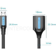 Адаптер переходник Vention OTG USB 2.0 AF/micro B 5pin - 0.15м