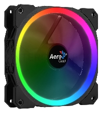 Вентилятор Aerocool ORBIT , 120x120x25мм, 16,8 млн. цветов, RGB подсветка в виде двойного кольца, 3-Pin, 1200 об/мин, 55,9 CFM, 14,1 дБА