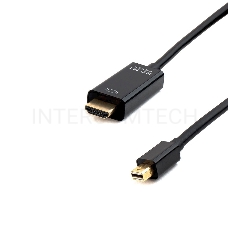 Кабель Cablexpert mDP-HDMI, 20M/19M, 1.8м, черный, позол.разъемы, пакет (CC-mDP-HDMI-6)