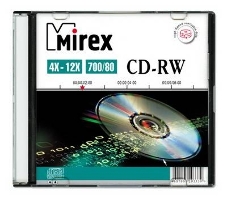 Диск CD-RW Mirex 700 Mb, 12х, Slim Case (1), (1/200)