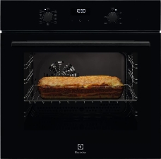 Встраиваемая электрическая духовка ELECTROLUX OEF5C50Z / SurroundCook, основной цвет - черный, утапливаемые переключатели, таймер отключения, отложенный старт, будильник, хромированные направляющие из нержавеющей стали, телескопические направляющие FlexiR