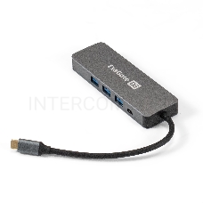 Док-станция ExeGate DUB-31C/PD/H (кабель-адаптер USB Type-C --> 3xUSB3.0 + PD 60W + HDMI 4K@30Hz, Plug&Play, серый)