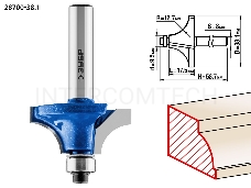 Фреза кромочная калевочная №1 ПРОФЕССИОНАЛ (38.1х17.5х58.7 мм; R12.7 мм; хвостовик 8 мм; ВК6) Зубр 28700-38.1