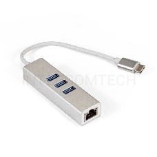 Кабель-адаптер ExeGate EXE-77C-45 (USB3.0 Type C --> 3xUSB3.0 + 1xRJ45 UTP 1000Mbps RLT8153)