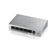 Коммутатор Zyxel GS1005HP Switch PoE +, 5xGE (4xPoE +), desktop, metal, silent, PoE budget 60 W