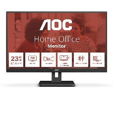 МОНИТОР 23.8 AOC 24E3UM Black (VA, 1920x1080, 75Hz, 4 ms, 178°/178°, 300 cd/m, 20M:1, +HDMI 1.4, +DisplayPort 1.2, +MM)