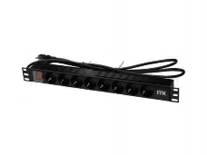 Блок розеток 19 (8шт)PDU с LED выкл.алюм.профиль 1U шнур 2м вилка DIN49440 (нем.станд.) | PH12-8D1 | ITK