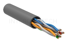 Кабель связи ITK витая пара U/UTP, кат.6, 4 пары 23AWG solid, 305м, ПВХ, серый