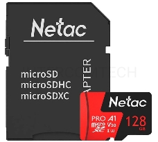 Флеш карта MicroSD card Netac P500 Extreme Pro 128GB, retail version w/SD adapter