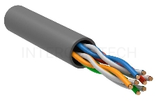 Кабель связи витая пара U/UTP, кат.5E, 4 пары 24AWG solid, 305м, ПВХ, серый