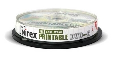 Диск DVD-R Mirex 4.7 Gb, 16x, Cake Box (10), Ink Printable (10/300)