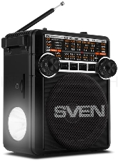 Радиоприемник АС SVEN SRP-355, черный (3 Вт, FM/AM/SW, USB, SD/microSD, фонарь, встроенный аккумулятор) АС SVEN SRP-355, черный (3 Вт, FM/AM/SW, USB, SD/microSD, фонарь, встроенный аккумулятор)