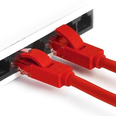 Патч-корд Greenconnect Патч-корд UTP прямой 2 m AWG24 кат.5е,  RJ45,  медь, литой (Красный), пластик пакет (GCR-LNC04-2.0m)