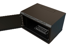 Шкаф коммутационный WRline (WR-TW-0666-SR-RAL9004) настенный 6U 600x600мм пер.дв.металл 2 бок.пан. 60кг черный 520мм 367мм IP20 сталь