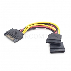 Кабель питания SATA Cablexpert CC-SATAM2F-01, 15pin (M)/2x15pin(F), на 2 SATA устр, 15см