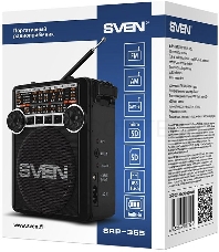 Радиоприемник АС SVEN SRP-355, черный (3 Вт, FM/AM/SW, USB, SD/microSD, фонарь, встроенный аккумулятор) АС SVEN SRP-355, черный (3 Вт, FM/AM/SW, USB, SD/microSD, фонарь, встроенный аккумулятор)