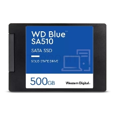 Накопитель SSD WD 500GB Blue SA510,  2.5 7mm, SATA3, R/W 560/510MB/s, IOPs 90 000/82 000, TBW 200, DWPD 0.2 (12 мес.)