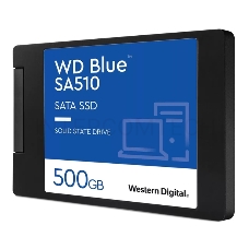 Накопитель SSD WD 500GB Blue SA510,  2.5 7mm, SATA3, R/W 560/510MB/s, IOPs 90 000/82 000, TBW 200, DWPD 0.2 (12 мес.)