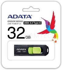 Флеш Диск A-Data 32Gb Type-C UC300 ACHO-UC300-32G-RBK/GN USB3.2 черный/зеленый