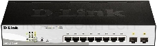 Коммутатор D-Link DGS-1210-10P/FL1A, L2 Managed Switch with 8 10/100/1000Base-T ports and 2 1000Base-X SFP ports (8 PoE ports 802.3af/802.3at (30 W), PoE Budget 65 W).8K Mac address, 802.3x Flow Control, 256 of