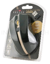 Мышь Oklick 495MW черный/золотистый Мышь оптическая (1600dpi) беспроводная USB (6but)