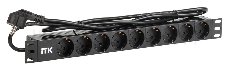 Блок ITK PDU 9 розеток DIN49440 (нем. cтанд.) 1U, шнур 2м вилка DIN49441 (нем. станд.), профиль из ПВХ, черный