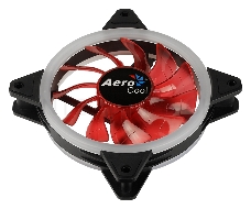 Вентилятор Aerocool REV Red , 120x120x25мм, цвет светодиодов : красный, подсветка в виде двойного кольца, 3+4-Pin, 1200 об/мин, 41,3 CFM, 15,1 дБА