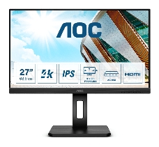 МОНИТОР 27 AOC U27P2 Black с поворотом экрана (4K, IPS, 3840x2160, 4 ms, 178°/178°, 350 cd/m, 50M:1, +HDMI 2.0, +Displa