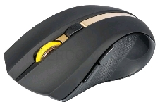 Мышь Oklick 495MW черный/золотистый Мышь оптическая (1600dpi) беспроводная USB (6but)