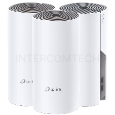 Домашняя Mesh Wi-Fi система TP-Link Deco E4 (3-Pack), 1167Мбит/с (5 ГГц: до 867 Мбит/с + 2,4 ГГц: до 300 Мбит/с),  2 порта 100 Мбит/с, 2 встроенные антенны на каждом модуле Deco