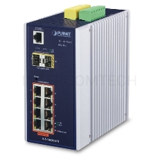 IGS-10020HPT индустриальный PoE коммутатор для монтажа в DIN-рейку IP30 L2+ SNMP Manageable 8-Port Gigabit POE+(AT) Switch + 2-Port Gigabit SFP Industrial Switch (-40 to 75 C), ERPS Ring Supported, 1588