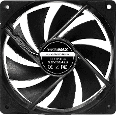Кулер для корпуса ПК Gamemax GMX-WFBK-BK, 12CM black fan, black blade, 3pin+4Pin connector