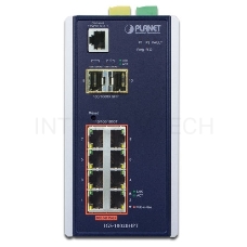 IGS-10020HPT индустриальный PoE коммутатор для монтажа в DIN-рейку IP30 L2+ SNMP Manageable 8-Port Gigabit POE+(AT) Switch + 2-Port Gigabit SFP Industrial Switch (-40 to 75 C), ERPS Ring Supported, 1588