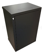 Шкаф коммутационный WRline (WR-TW-1845-SR-RAL9004) настенный 18U 600x450мм пер.дв.металл 2 бок.пан. 60кг черный 370мм 908мм IP20 сталь